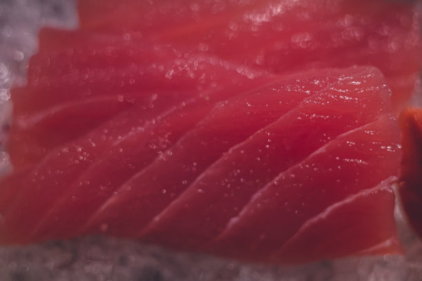 盘子里的冰生鱼片图片下载