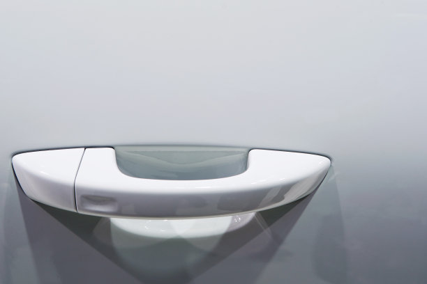 车门把手特写，新白色车辆的细节图片下载