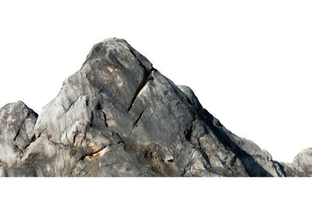 岩石孤立在白色背景，灰色石头粗糙的边缘图片下载