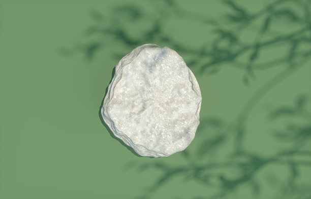 天然石材板，树叶阴影背景，产品展示。平的。前视图。图片下载