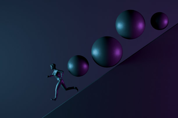 女商人在黑暗的背景下逃避问题图片下载