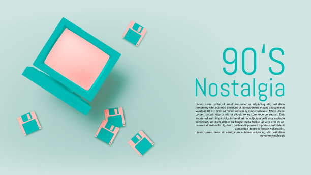 桌面PC在怀旧的90年代的情绪，现实的90年代图片下载