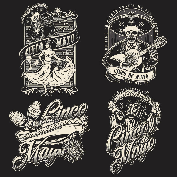 单色标志设置为墨西哥假日图片下载