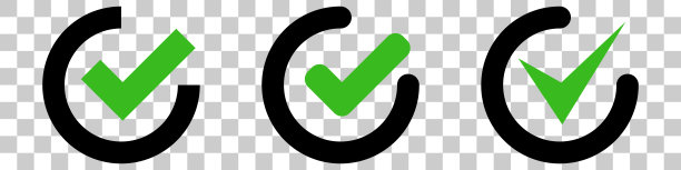 在透明背景上隔离的一组复选标记图标。成功和身份验证。向量。图片下载