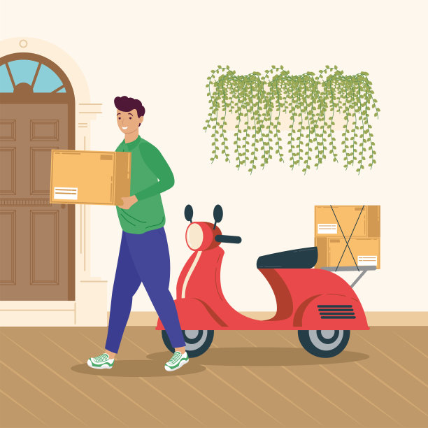 快递与箱子和摩托车图片下载