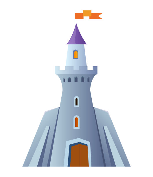 魔术城堡-平坦的设计风格的对象在白色的背景图片下载