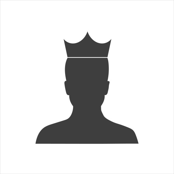 一个头上戴着王冠的男人。矢量线性图标孤立在白色背景图片下载