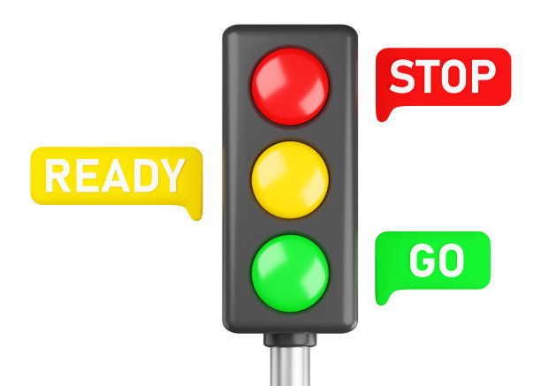 交通信号灯。一种可以改变颜色为红色、黄色和绿色的设备，以控制道路上车辆的移动。图片下载