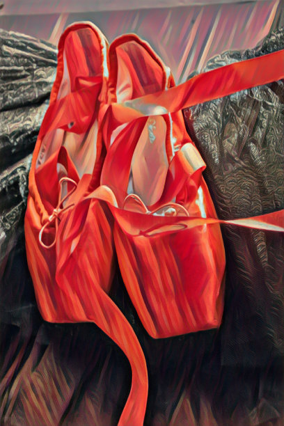 鲜红色芭蕾舞足尖鞋图片下载