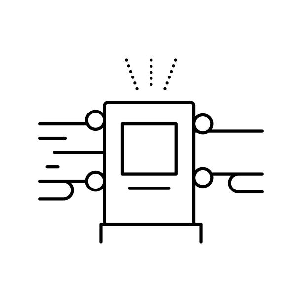 原木去皮机线条图标矢量图图片下载