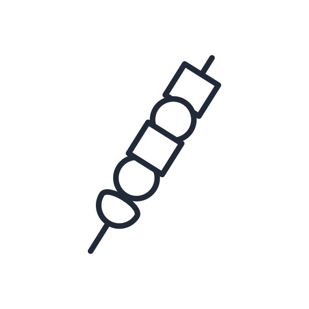 在白色背景上肉串的时尚细线图标-矢量图片下载