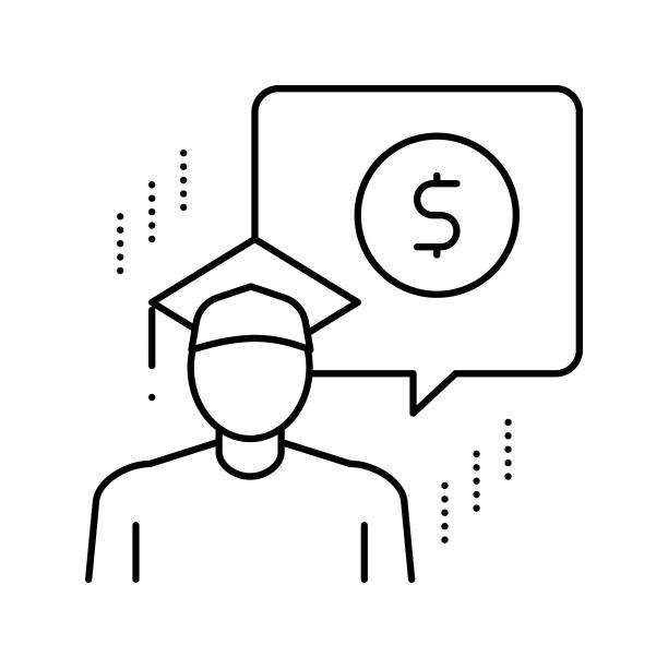 商业教育学生行图标矢量插图图片下载