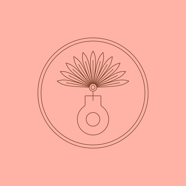 波西米亚花瓶和棕榈干叶在时尚最小的眼线风格。矢量圆波西米亚框架图片下载