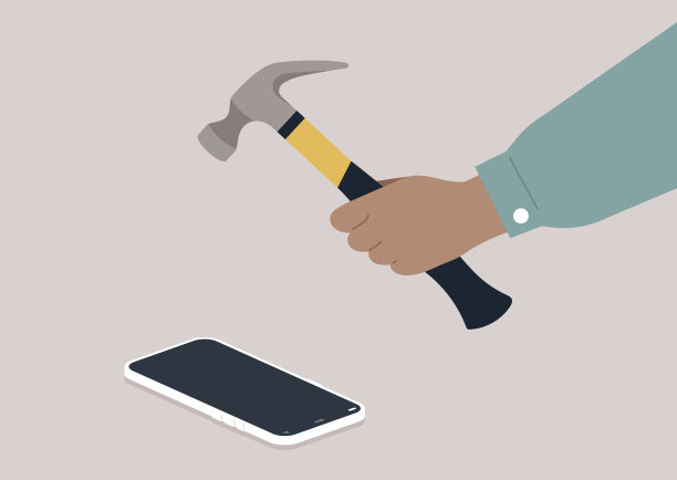 用锤子砸智能手机，在社交媒体上发泄愤怒图片下载