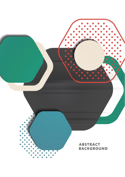 明亮的抽象背景圆形多色六边形，点，圆。业务演示模板。现代的几何设计。向量图片下载