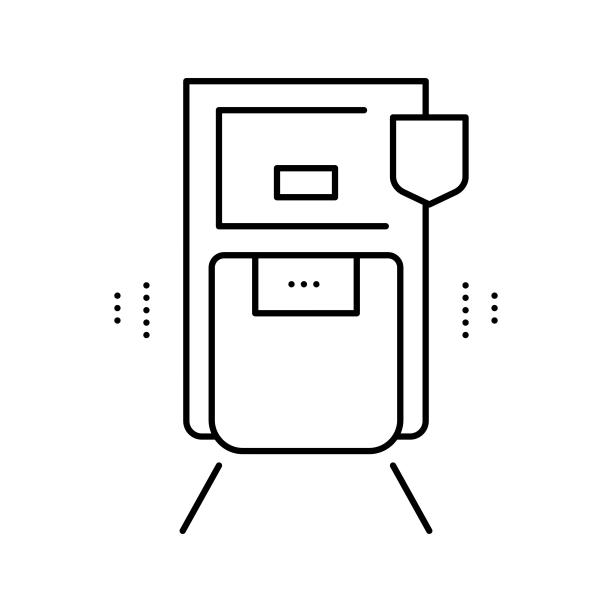 带钥匙的锁线条图标矢量隔离插图图片下载
