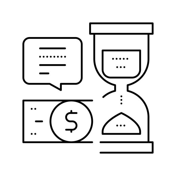 时间投资回报线图标矢量孤立插图图片下载