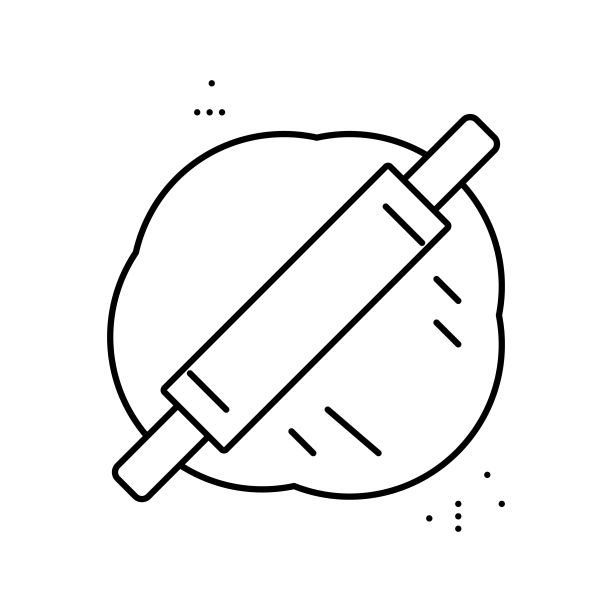 滚动面团线图标矢量插图图片下载