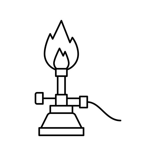 燃烧器设备线图标矢量孤立插图图片下载