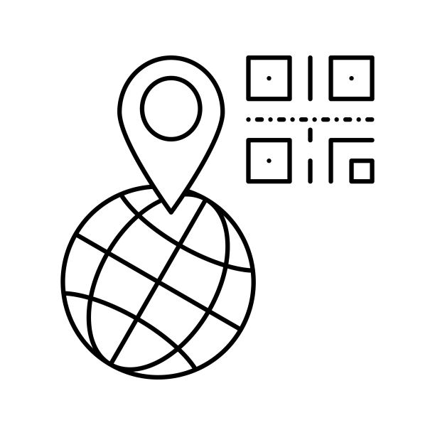 条形码全球位置线图标矢量孤立插图图片下载