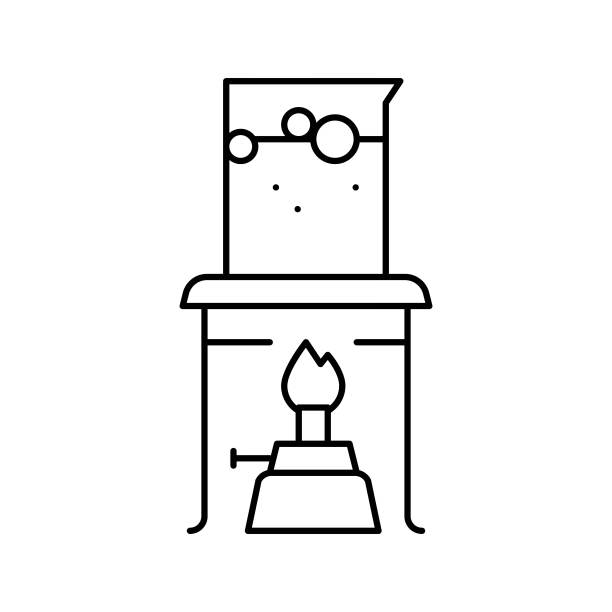 燃烧器沸腾化学液体线图标矢量孤立插图图片下载