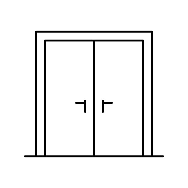 双木门线图标矢量插图图片下载