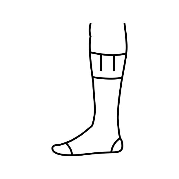 在小牛袜子线图标矢量孤立的插图图片下载