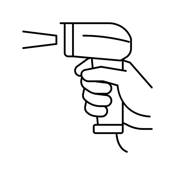 条码扫描器行图标向量黑色插图图片下载