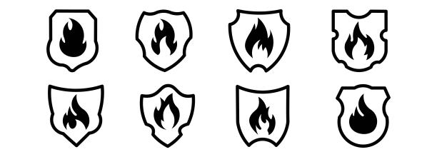 防火图标线性标志上的白色背景图片下载