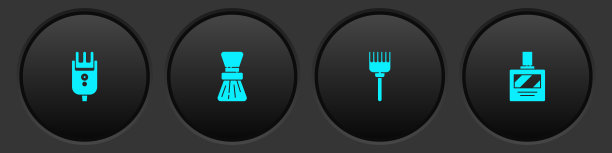 设置电动理发器或剃须刀、剃须刷、毛刷和须后水图标。向量图片下载