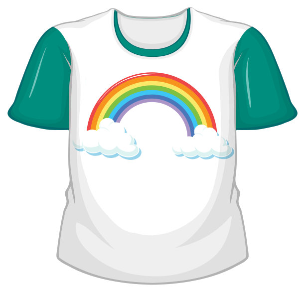 一件白底绿袖白t恤图片下载