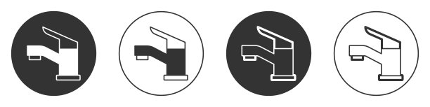 黑色水水龙头图标孤立在白色背景上。圆按钮。向量图片下载