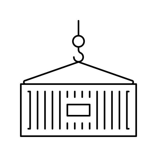 集装箱装载线图标矢量黑色插图图片下载