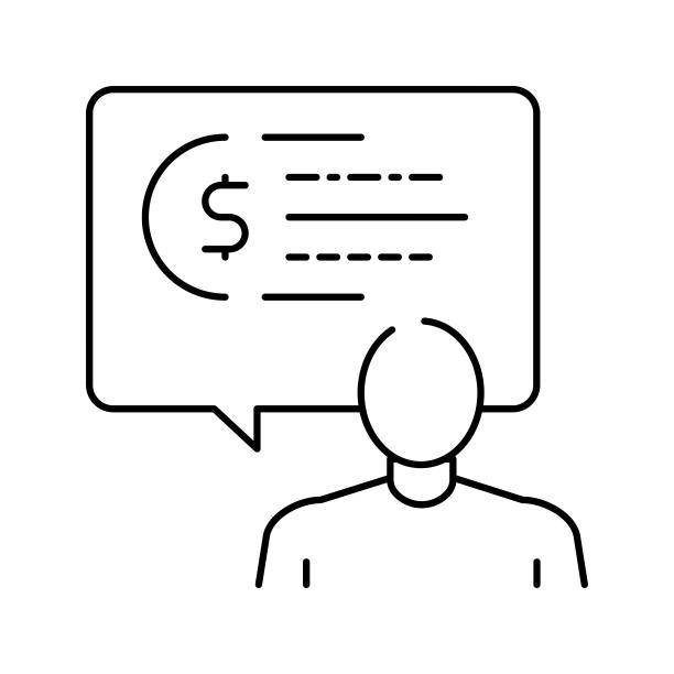 人们谈论金钱的线条图标矢量图图片下载