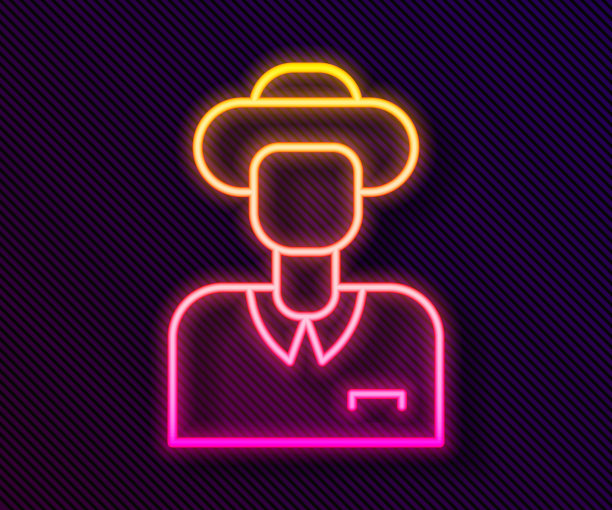 发光的霓虹灯线旅游图标孤立在黑色背景。旅游、度假、旅游概念。向量图片下载