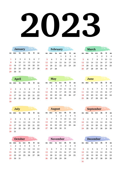 2023年日历孤立在白色背景上图片下载