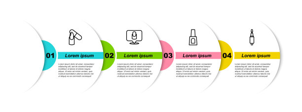 指甲锉，修甲器，指甲油瓶和修甲铣刀。业务信息模板。向量图片下载