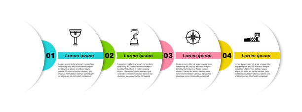设置线木制海盗腿，海盗钩，风玫瑰和宝藏和财富。业务信息模板。向量图片下载