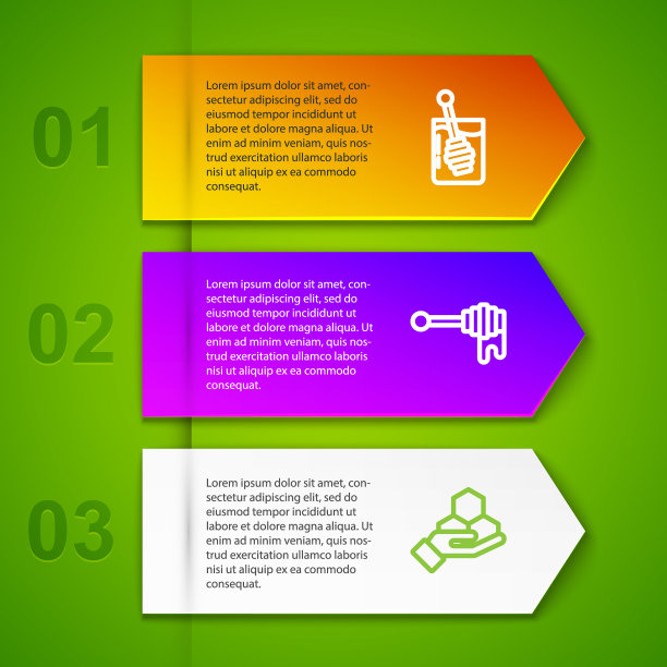 集线蜂蜜勺棒，用蜂蜜和蜂房和手。业务信息模板。向量图片下载