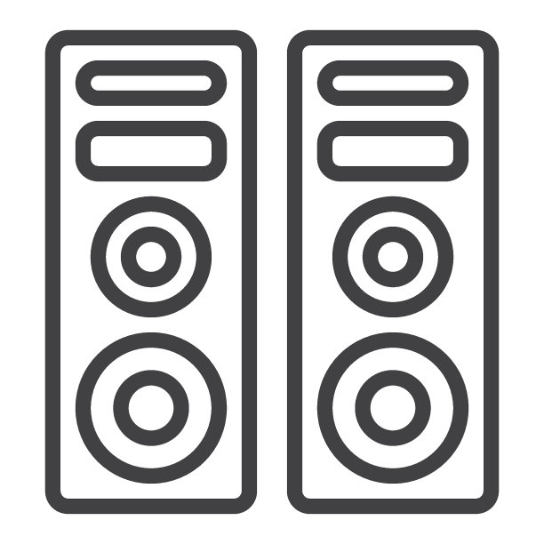 两个音频扬声器线性图标图片下载