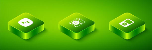 设置等距吉他放大器，音乐播放器和音符，音调图标。向量图片下载