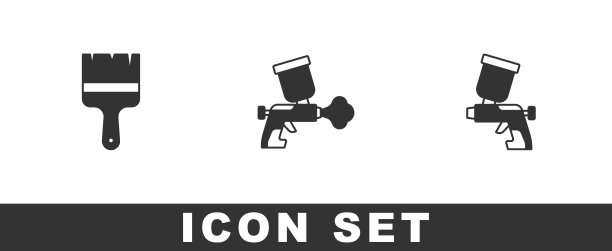 设置油漆刷，喷枪和图标。向量图片下载