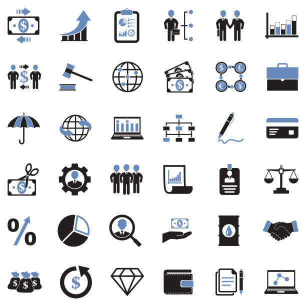 交易图标。双色调平面设计。矢量插图。图片下载