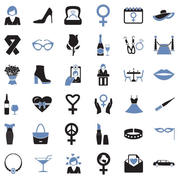 女性图标：双色扁平设计矢量图图片下载