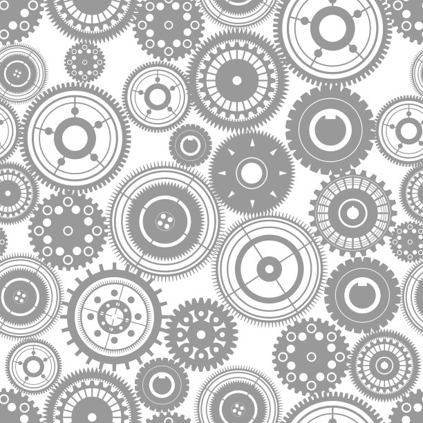 无缝齿轮机构黑色齿轮在白色背景插图图片下载