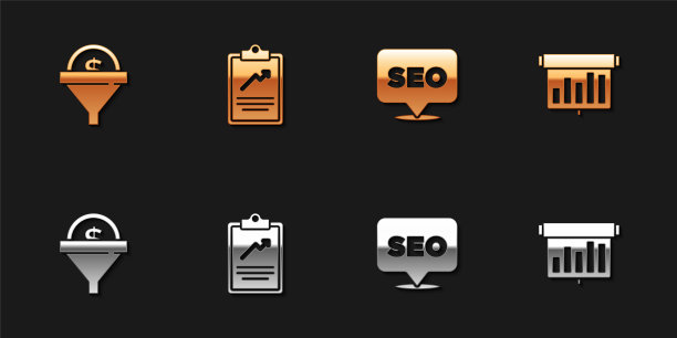 设置领导管理，剪贴板与图形图，SEO优化和板图标。向量图片下载