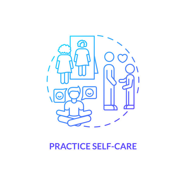 实践自我照顾蓝色梯度概念图标图片下载