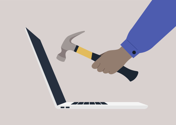 用锤子砸笔记本电脑，在工作时大发雷霆图片下载