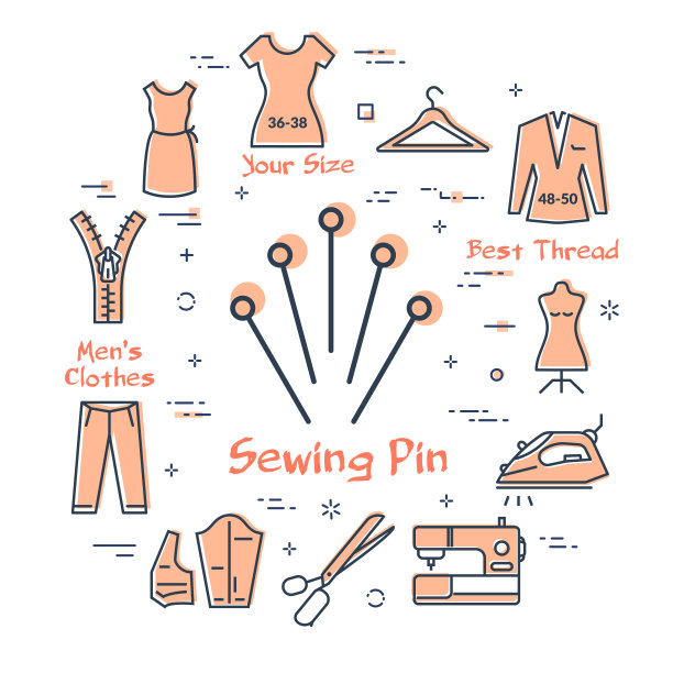 矢量旗帜的裁缝和缝纫-五针图片下载