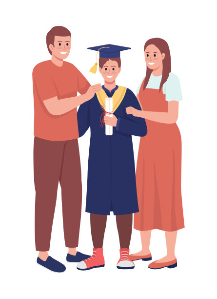 父母和儿子校友半平色向量字符图片下载